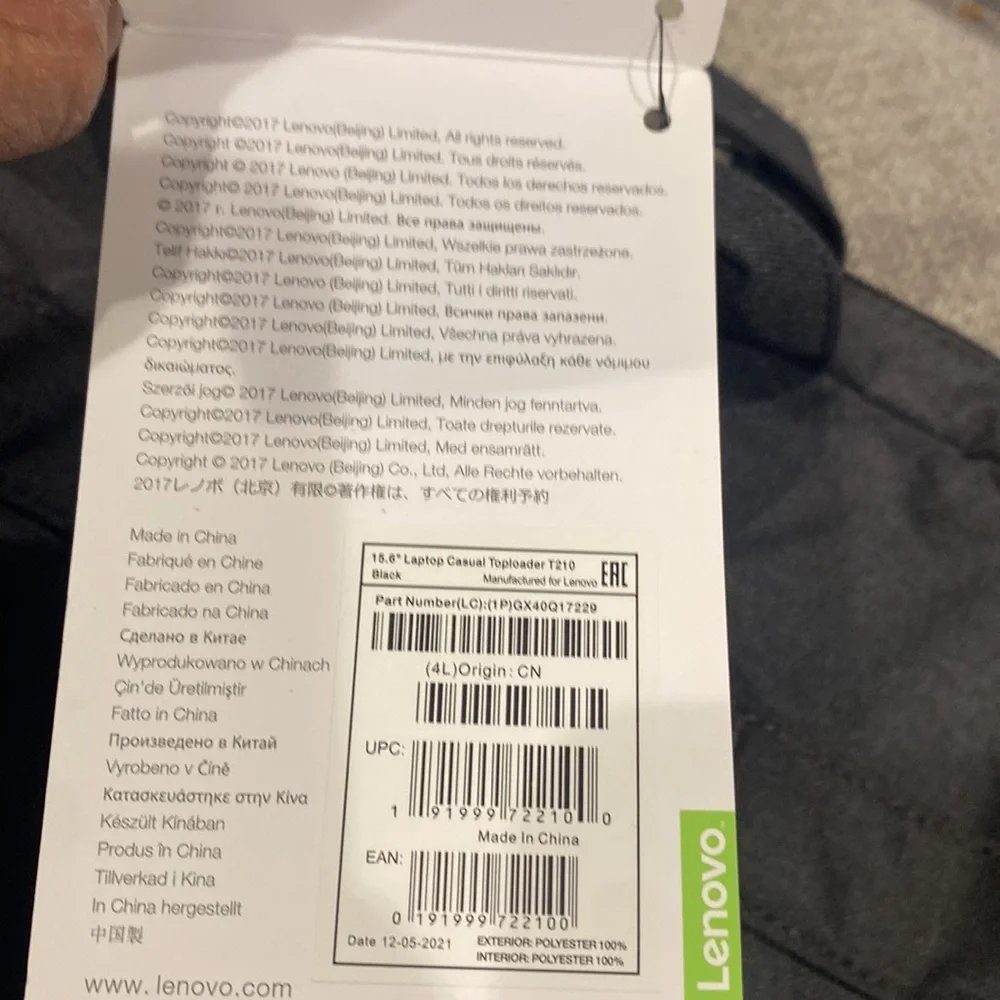 Lenovo 15.6” laptop casual bag